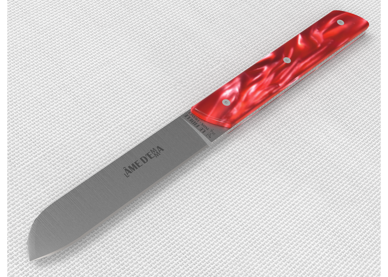 Service de 6 couteaux de table avec un manche en Madreperlato Rouge et lame en acier inoxidable