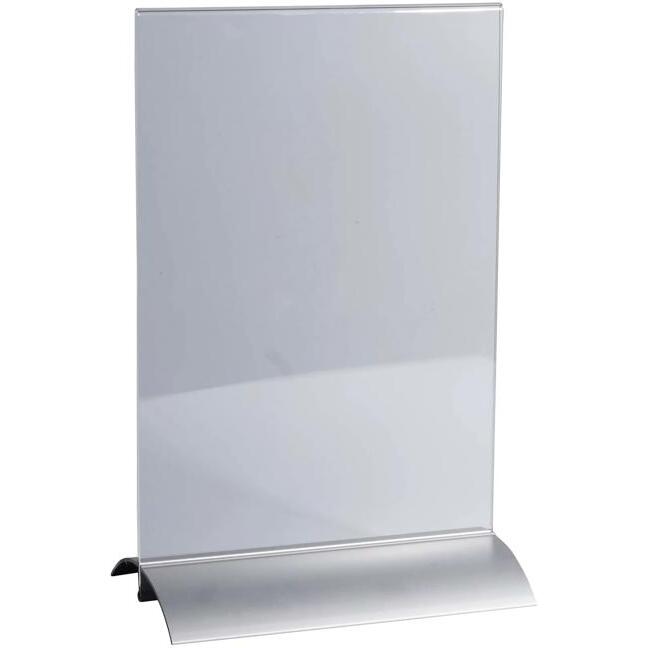 Porte-visuel vertical pied aluminium A4 - Cristal