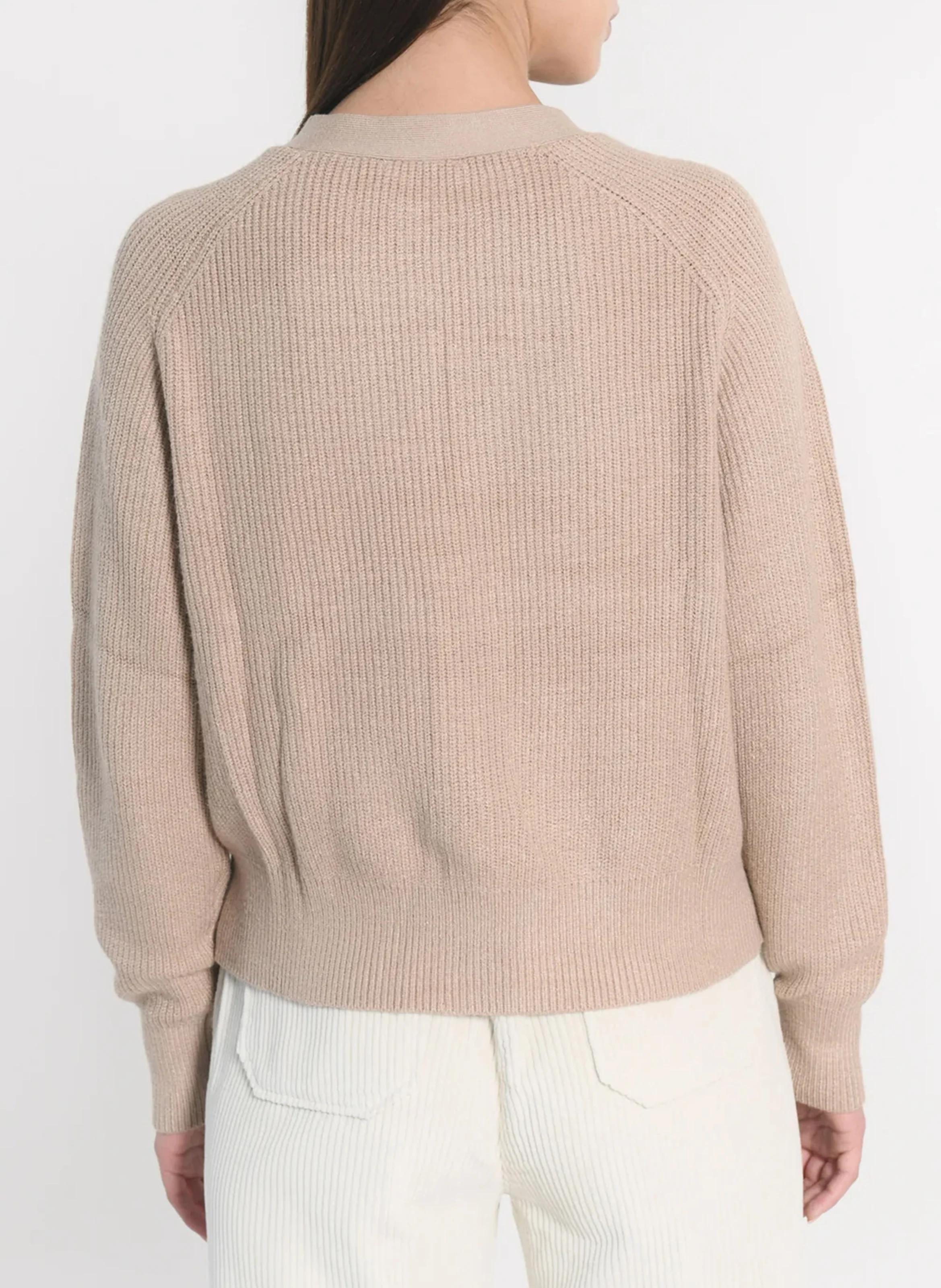 LOU - Cardigan boutonné à col v | Beige