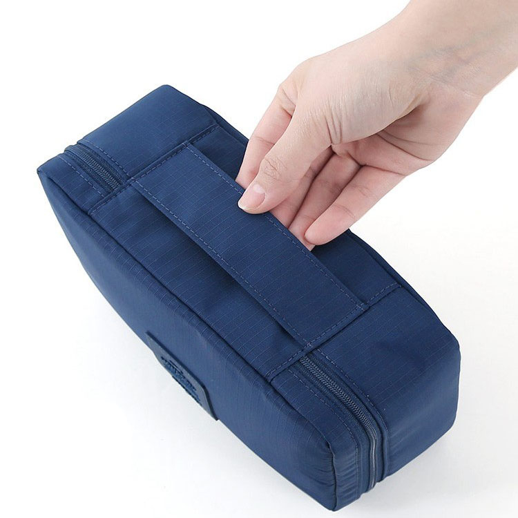 (21x17x8cm) Kosmetik Make Up Tasche Necessaire Organizer Bag mit abnehmbarem Innenfach - Dunkelblau