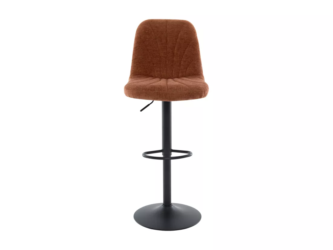 Lot de 2 tabourets de bar en tissu texturé et métal noir - Hauteur réglable - Terracotta - LASANDRIA