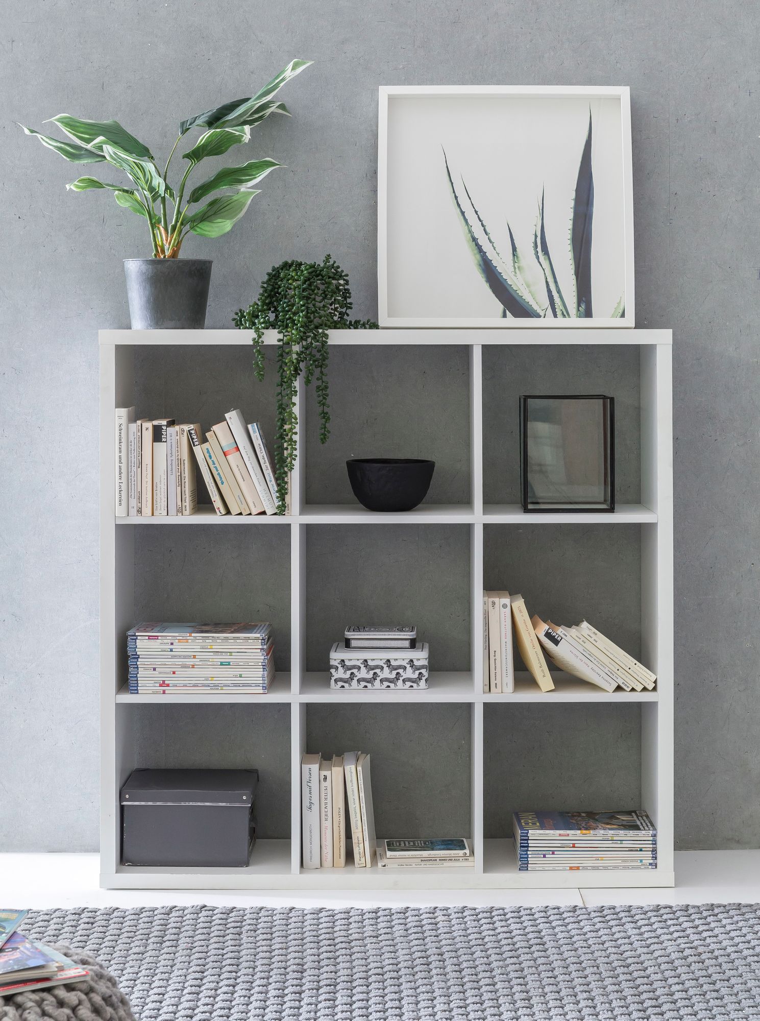 KADIMA DESIGN Würfelregal in Weiß, vielseitig als Raumtrenner, 112x29x112 cm, 9 Fächer