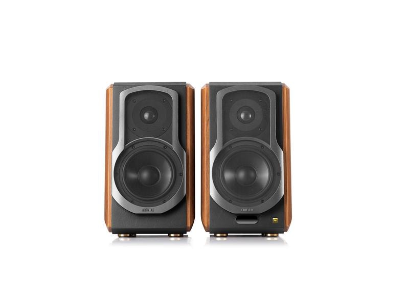 Edifier Regallautsprecher Paar S1000MKII Braun Hi-Res-zertifizierter Multimedia-Lautsprecher mit 120 Watt Leistung, Bluetooth, 2x RCA, 1x koaxial, 1x optisch Eingängen