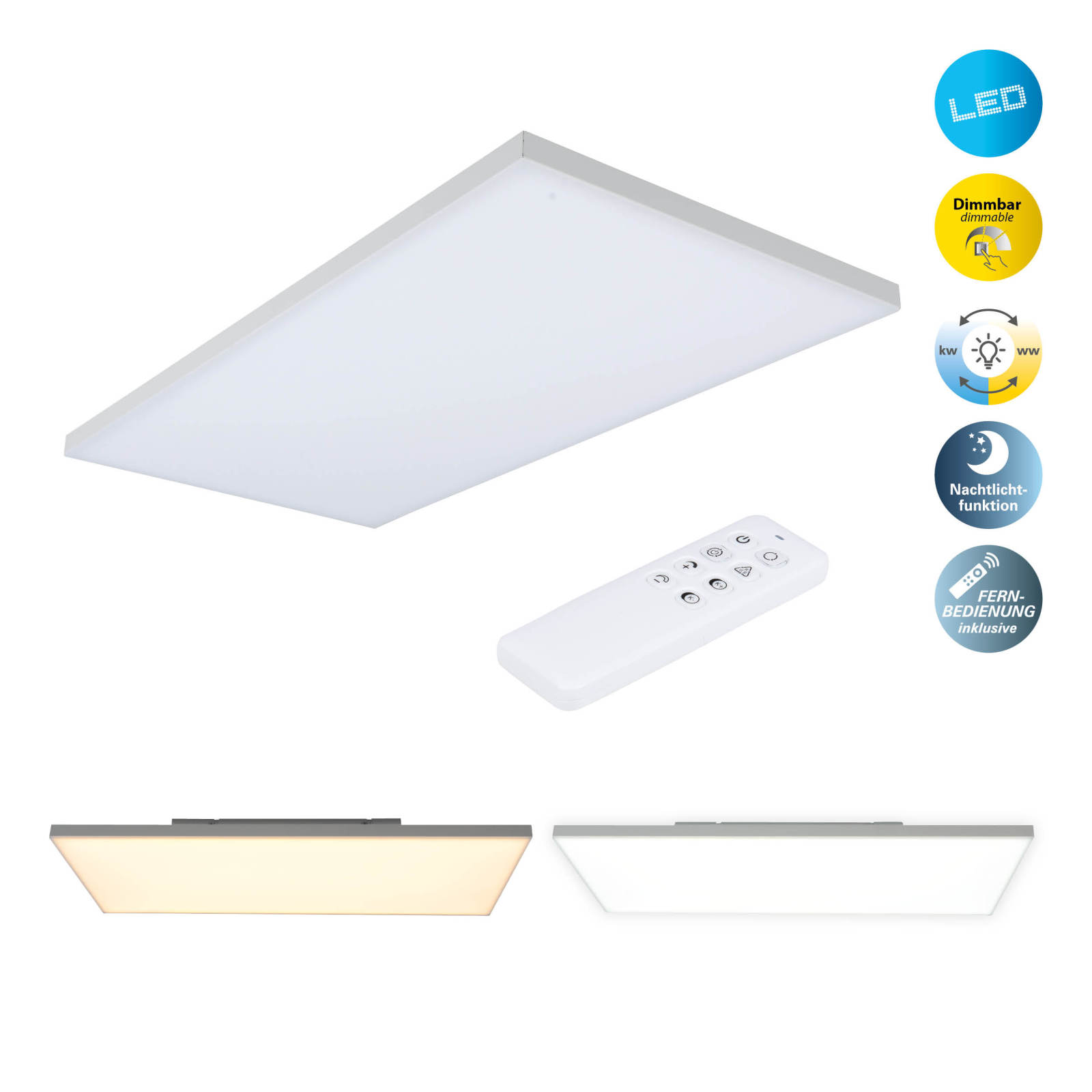 LED-Panel-Deckenleuchte CARENTE - weiß - rahmenlos - 59 cm