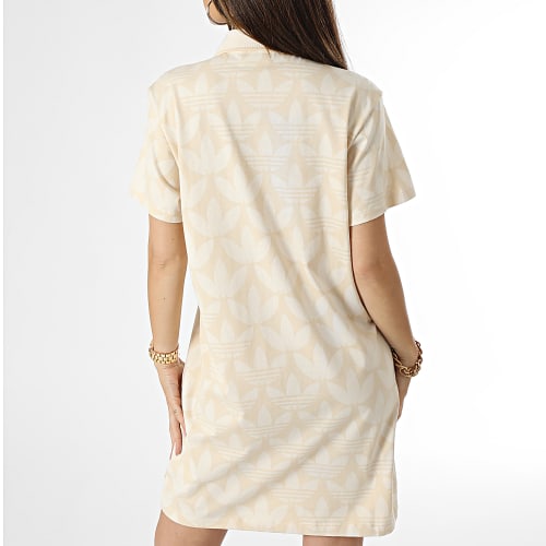 Robe Polo Manches Courtes Femme Monogram IJ6002 Beige