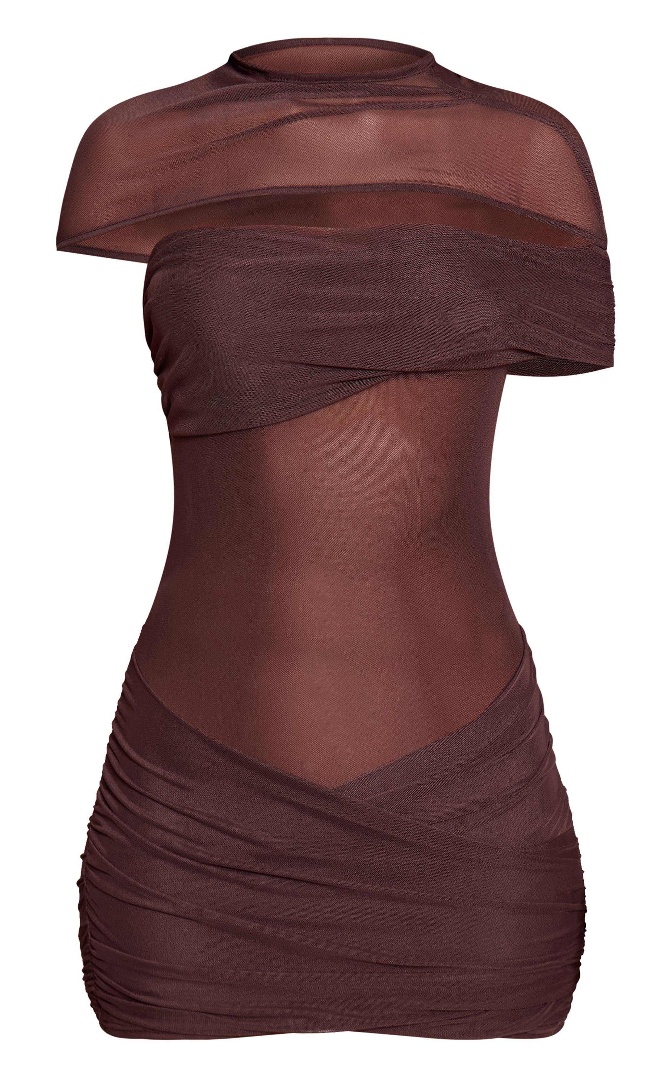 Chocolat Robe Moulante En Double Maille Avec Détail Torsadé