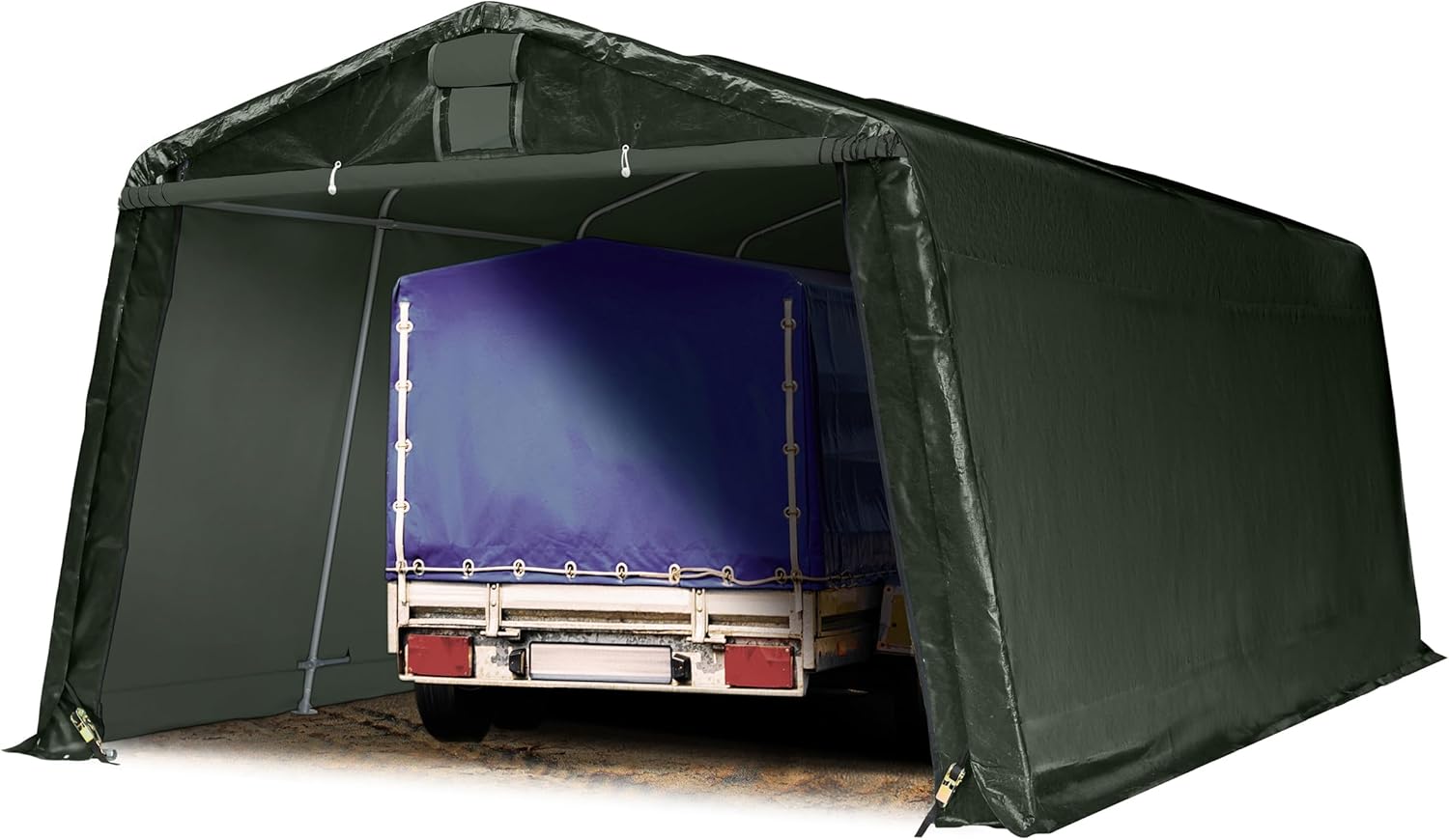 TOOLPORT Zeltgarage 3,3 x 6,2 m Premium Carport PE 600 N Plane Unterstand Lagerzelt Garage in grün