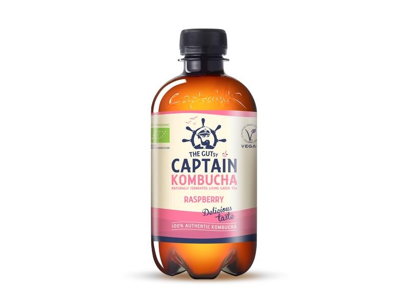 Captain Kombucha Bio Kombucha Rasperry 12 x 0.4 l Erfrischendes Wohlfühlgetränk mit Himbeeraroma
