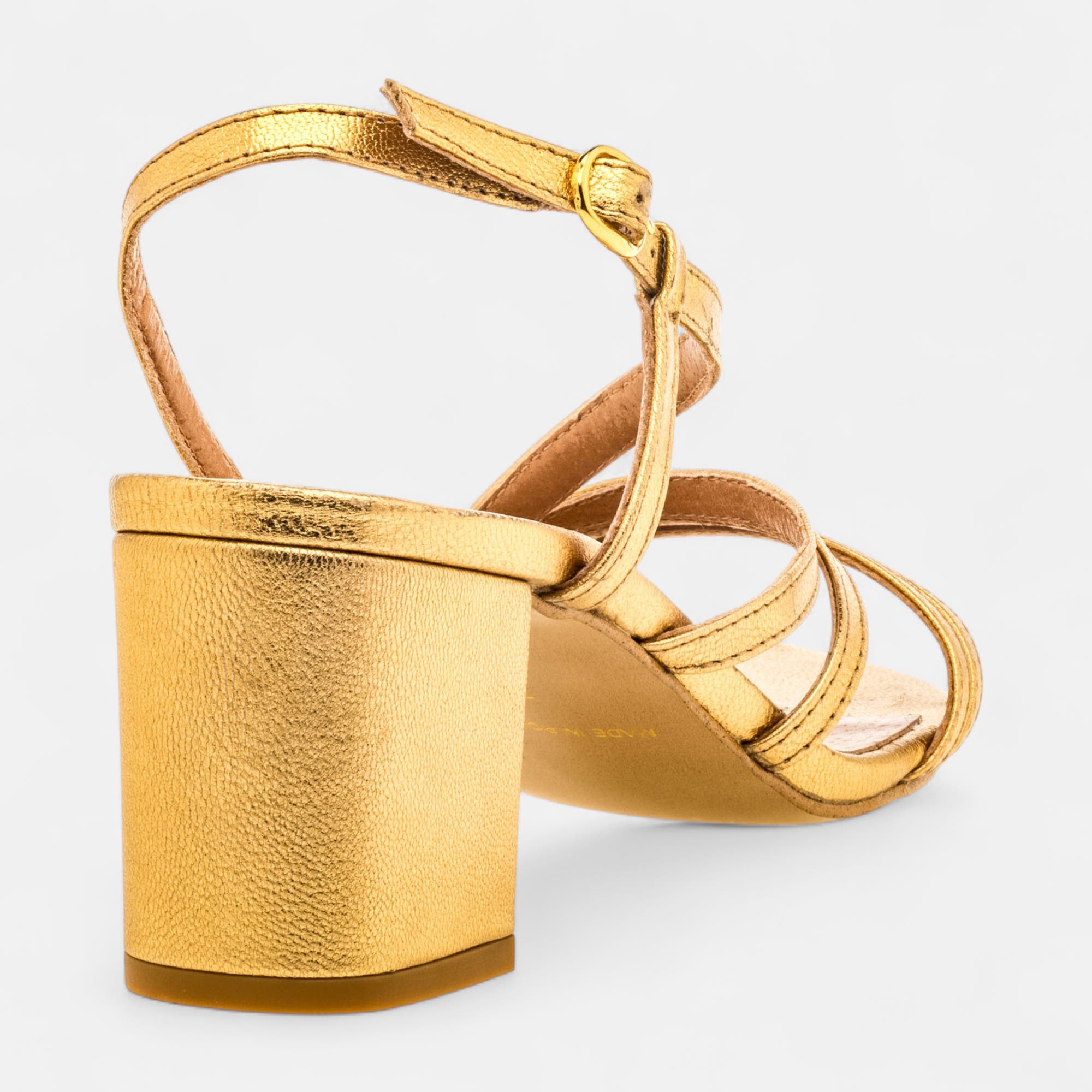 Nu-pieds à talon Femme en cuir or