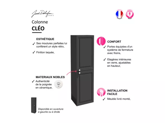 Pack plan vasque suspendu JACOB DELAFON Cléo 1889 + miroir + colonne droite + siphon chromé