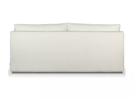 Canapé convertible 3 places avec coffre de rangement en tissu bouclé écru - Léo