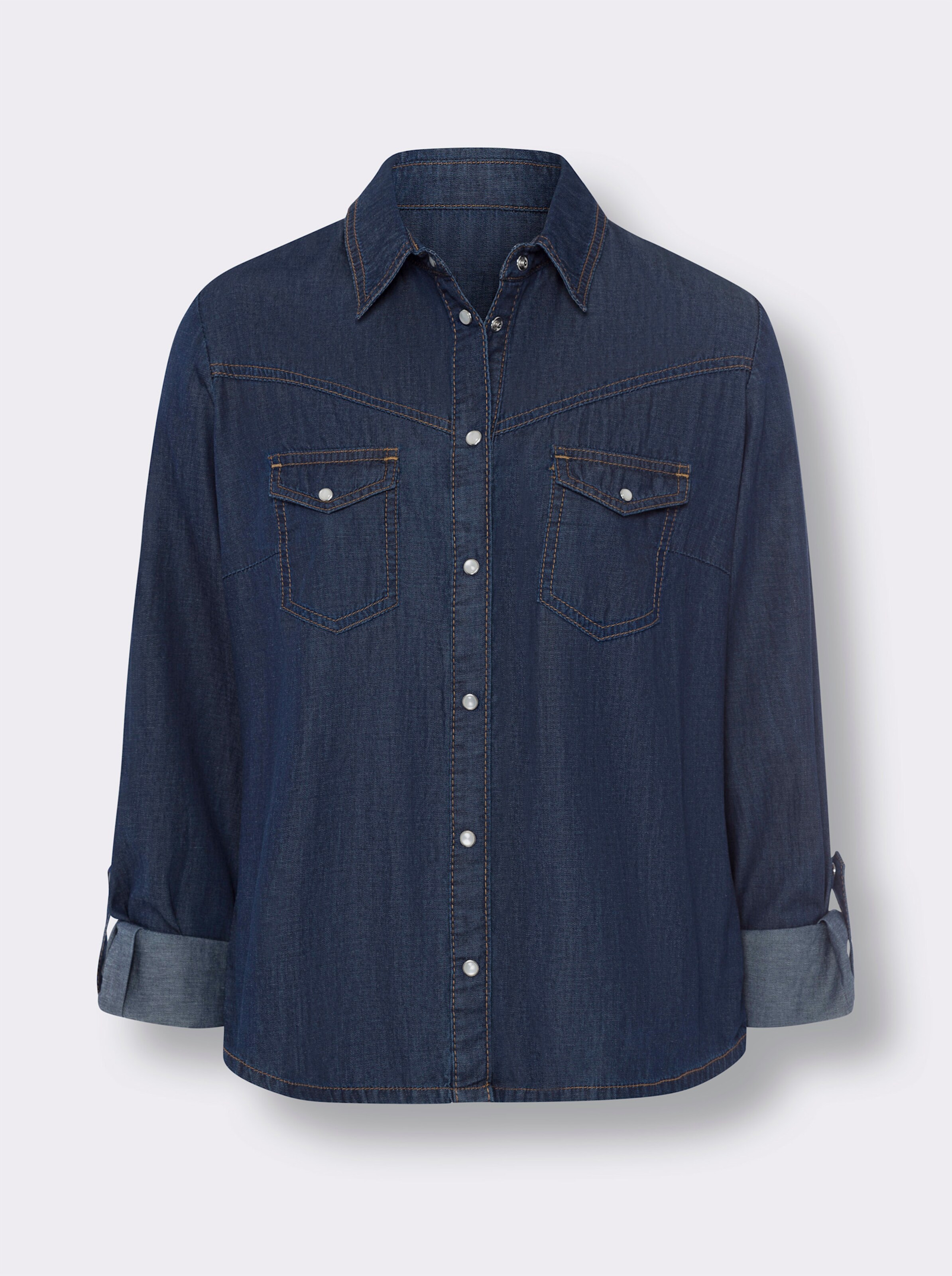 Jeansbluse mit Druckknöpfen