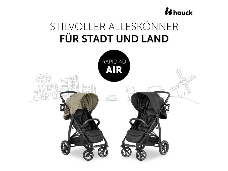 Hauck Buggy Rapid 4D Air Black Stylischer Buggy für Stadt und Land