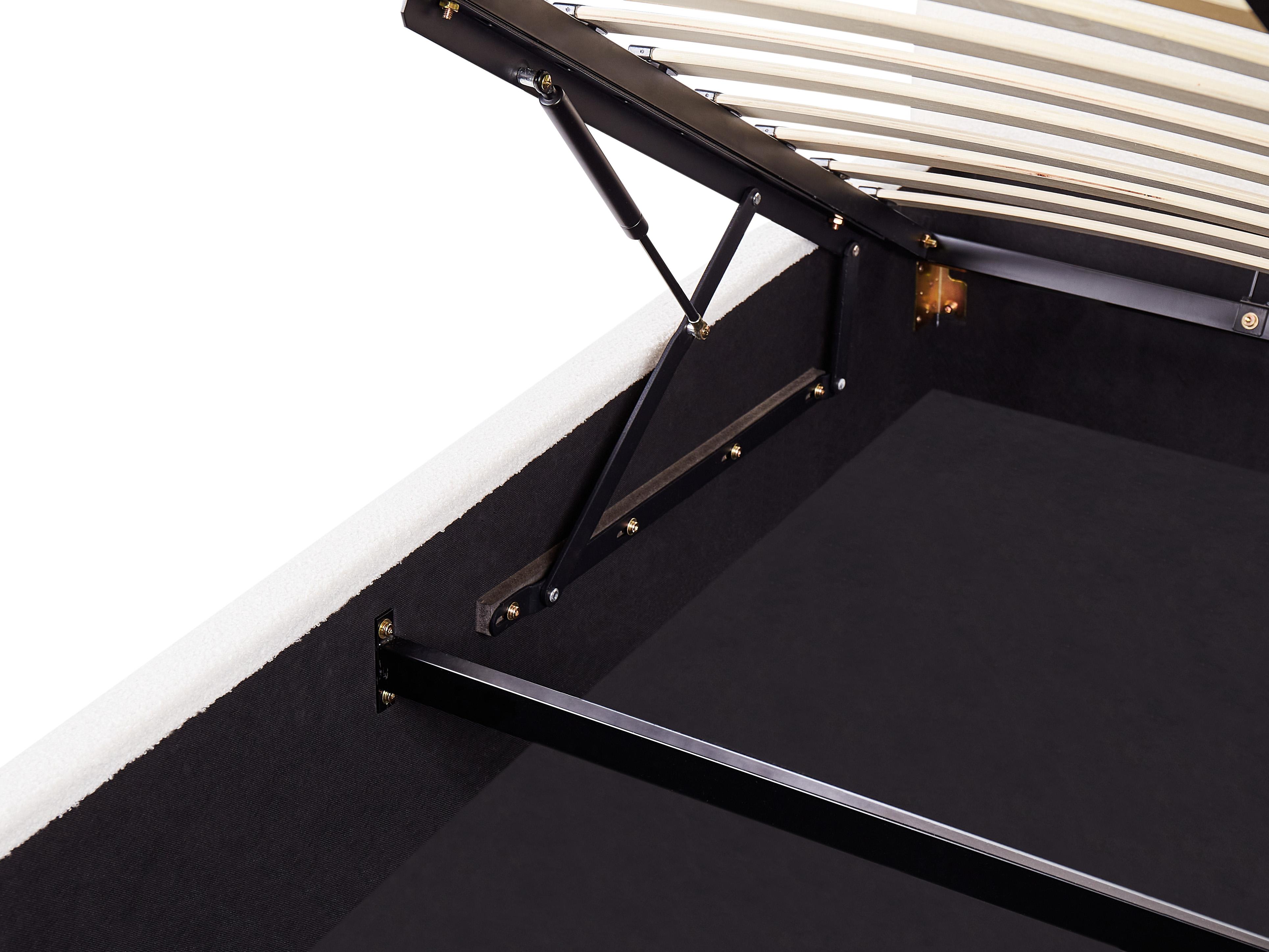 Bed met opbergruimte Bouclé VAUCLUSE 160 x 200 cm Gebroken wit