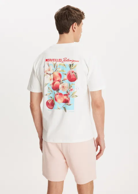 T-shirt met print peach garden off-white (WIT.O)