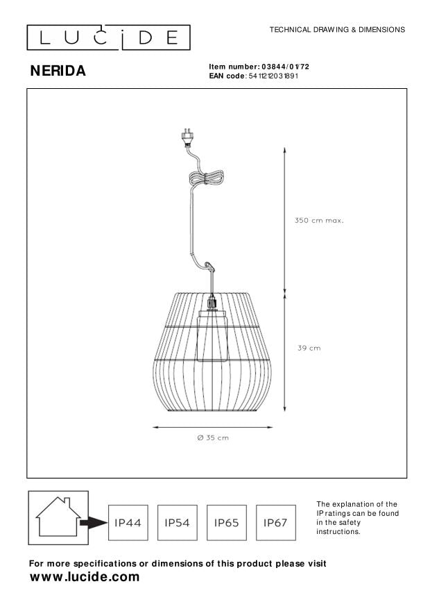 Nerida hanglamp buiten IP44 naturel
