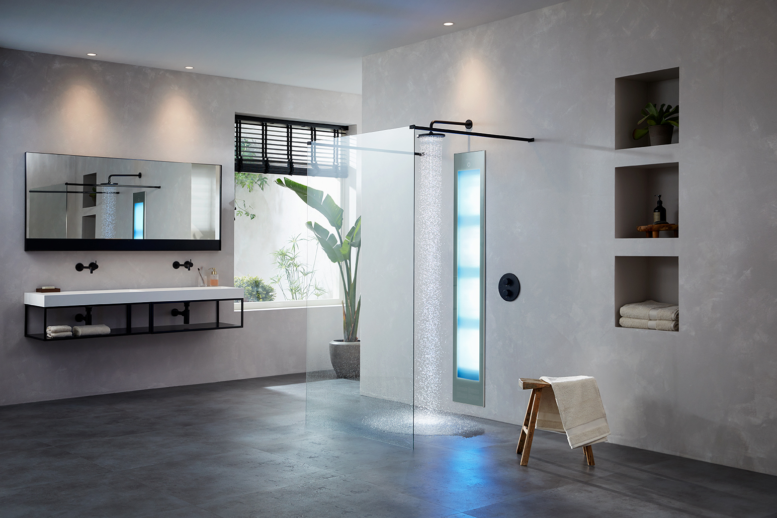Sunshower Deluxe Organic Grey inbouw infrarood en UV lamp 187x32x17cm