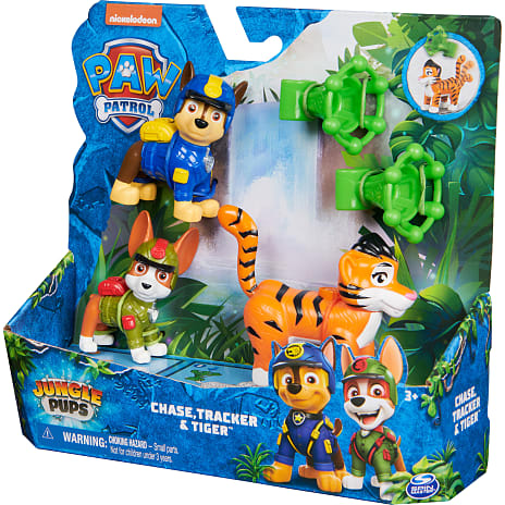 Paw Patrol junglehelte Chase, Tracker og Tiger figurer