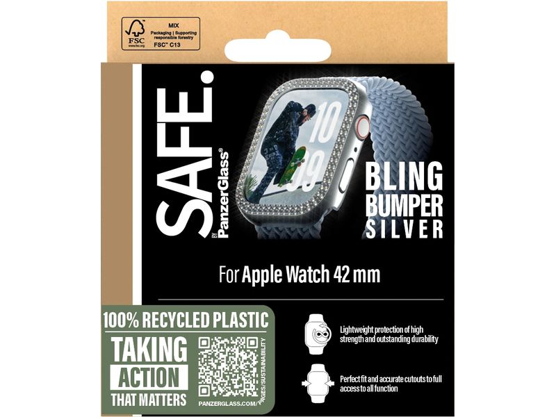 SAFE. Displayschutz Bling Bumper Silver 42 mm Displayschutz für das Apple Watch Series 10