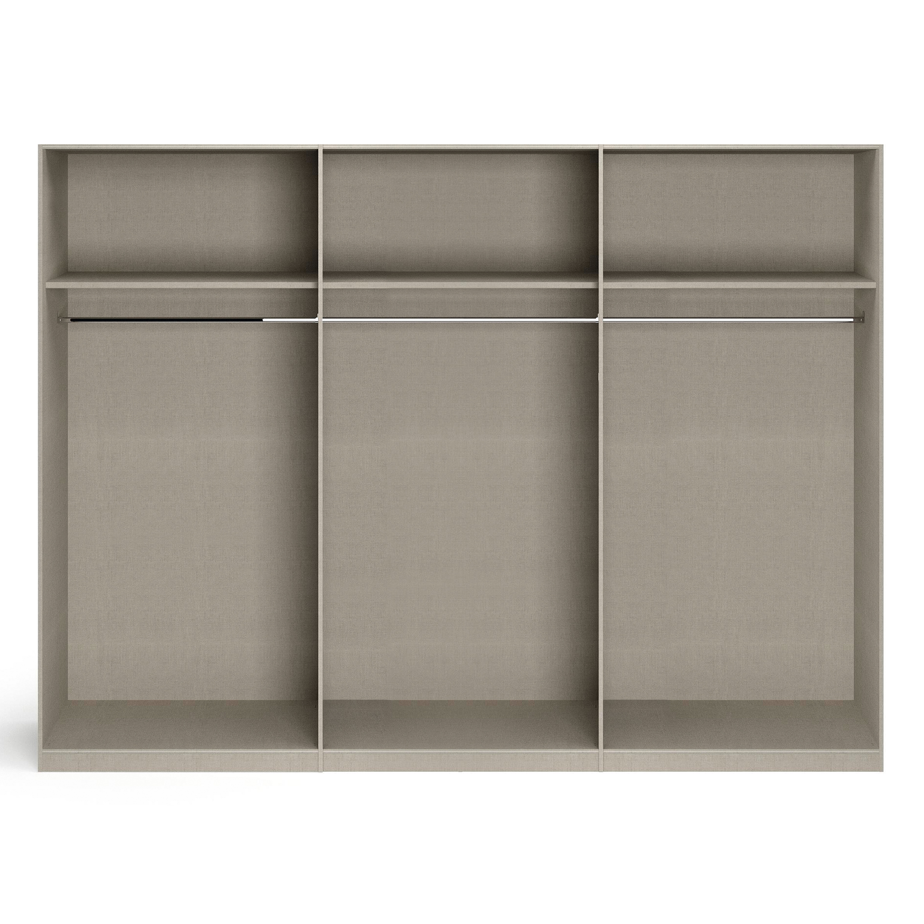 Drehtürenschrank - seidengrau - Kristallglasspiegel - 6-türig - 271x210 cm