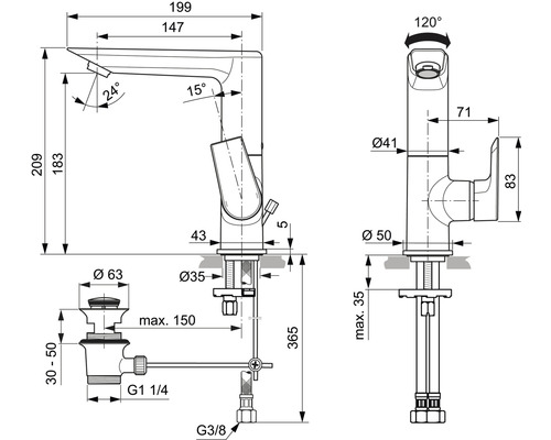 Ideal Standard TESI chroom wastafelkraan A6754AA