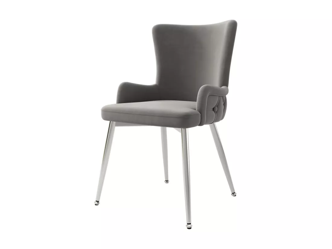 Lot de 6 chaises en velours, avec 4 pieds métallique, charge max 120kg, 55x48x84cm, Gris