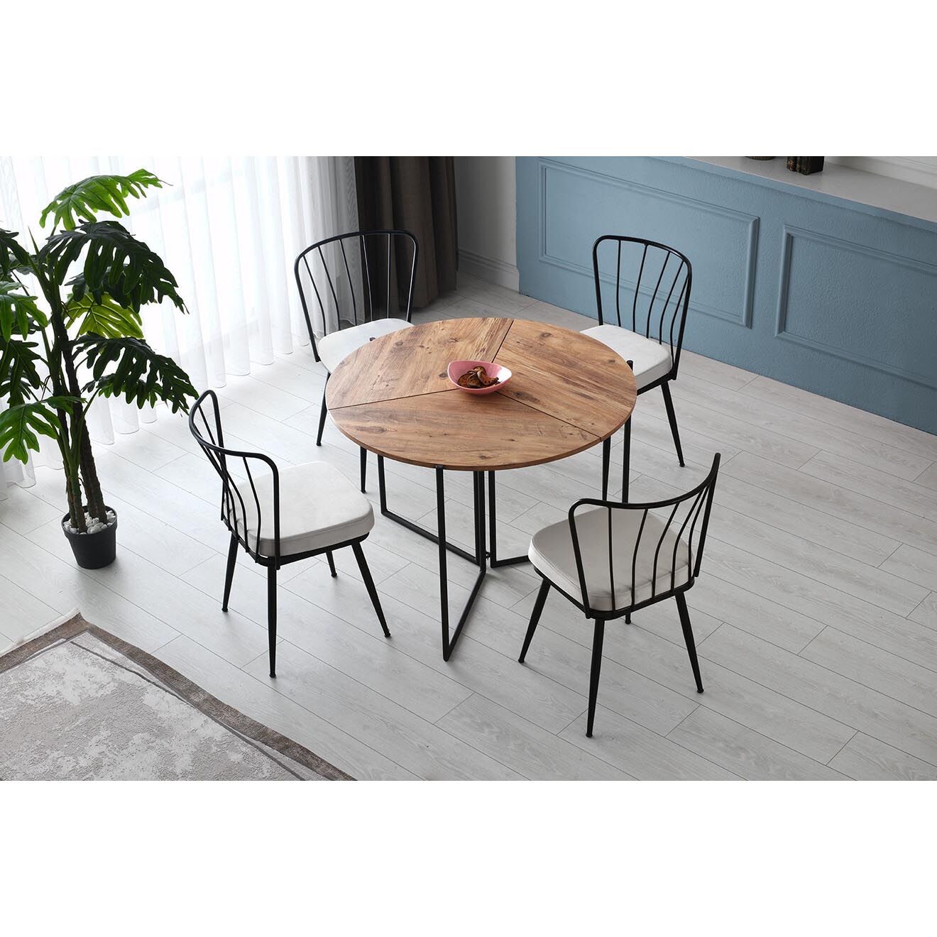 Wooden Art 2 Chaises Yildiz noir/blanc - 43x82x42 cm