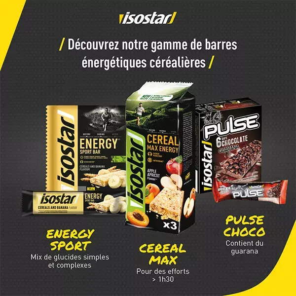 Barra energética Isostar Pulse sabor chocolate e avelã, 6 unidades