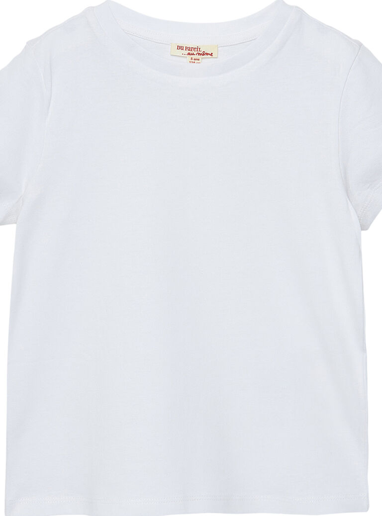 Tee shirt manches courtes garçon uni blanc