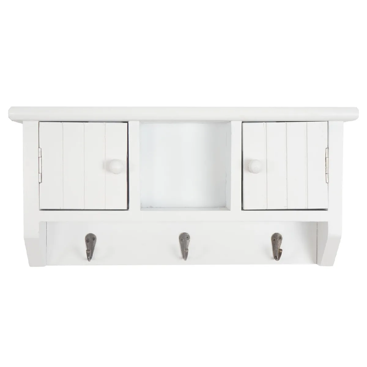 Decoshop26 Porte-clés mural - Bois massif blanc
