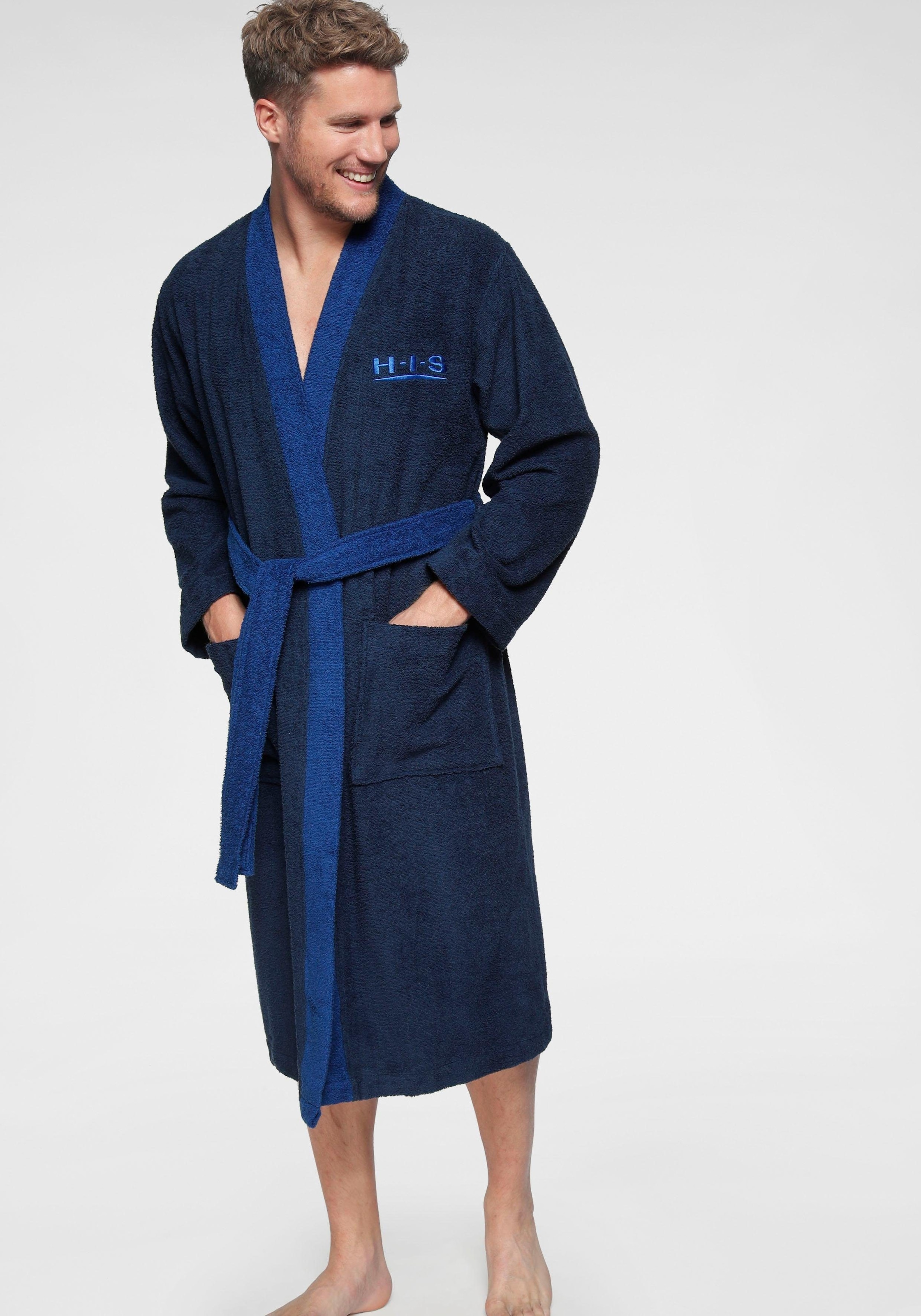 H.I.S Unisex-Bademantel »Hannes, ideal für Sauna & Spa, Hotelbademantel, Morgenmantel«, 1 Stk. für Damen & Herren, lang, mit Taschen, S-3XL