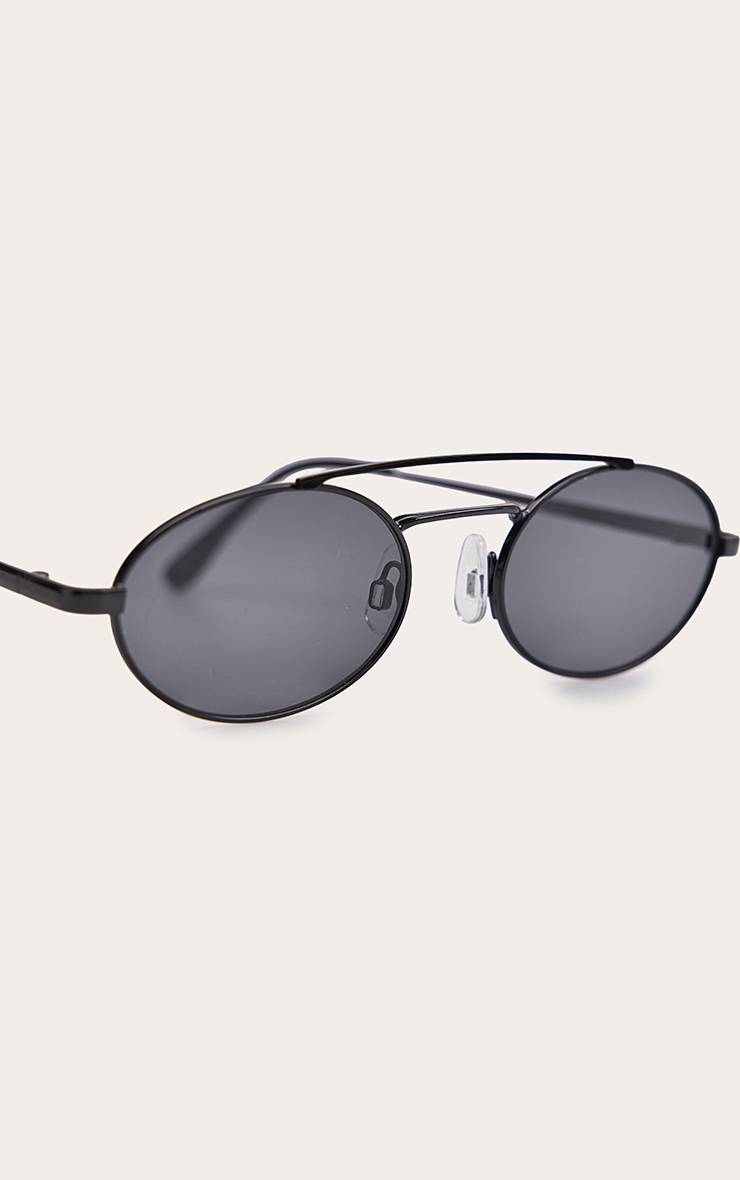Noir Lunettes De Soleil Aviateur Ovales À Monture Métallique