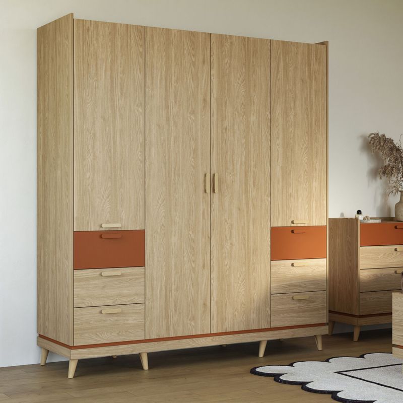 Kledingkast Skagen - Eiken - 4-Deurs met Lades