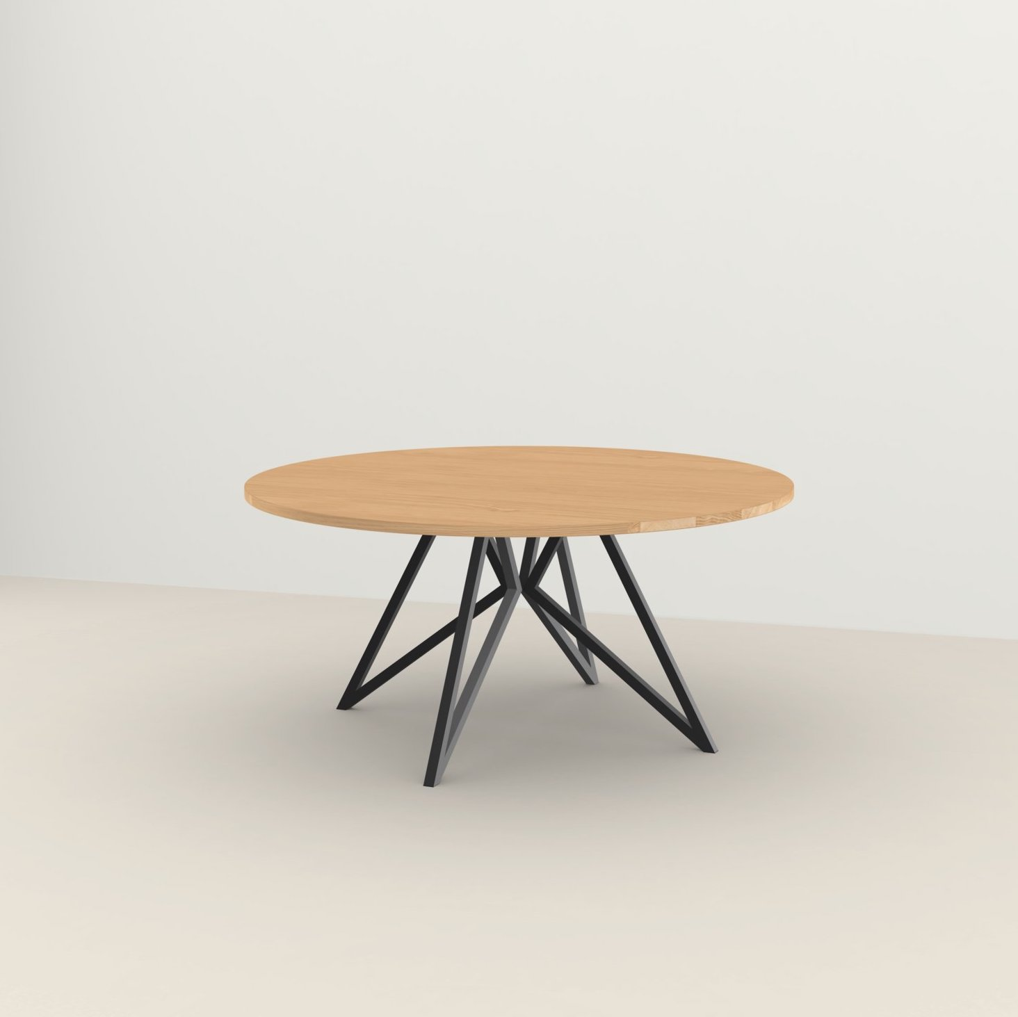 Studio HENK tafel Butterfly Rond QuadpodXL - zwart frame, hardwax light 3041 ⌀160 | HWO NL 3041 | Rechte Rand | Frame Zwart