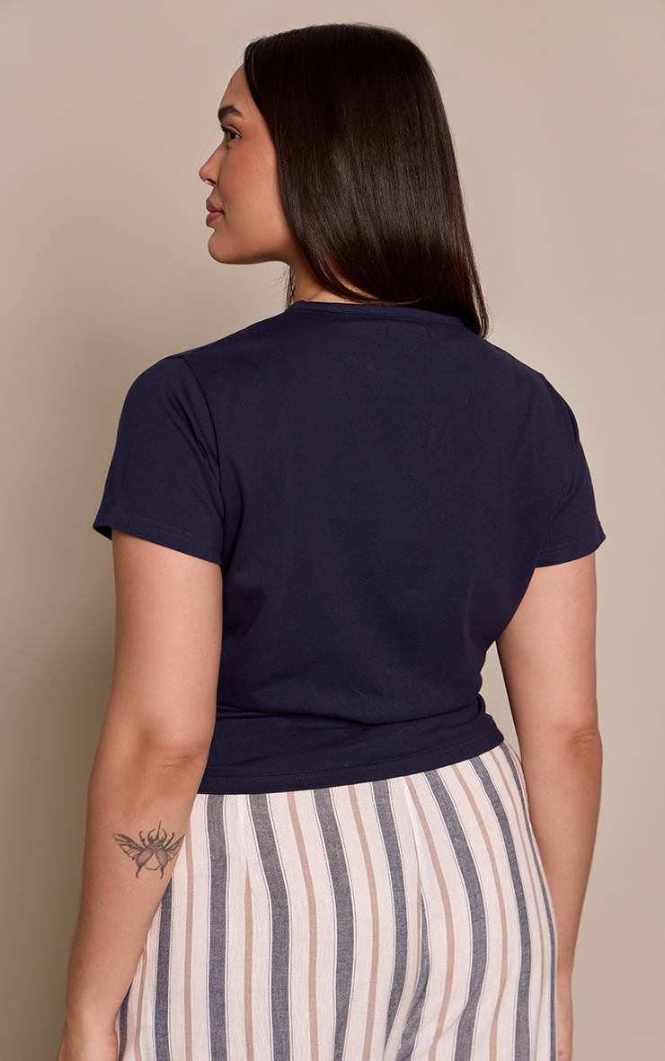Bleu Marine T-shirt Grande Taille En Coton Premium À Manches Courtes