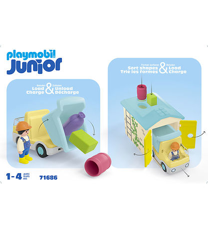 Playmobil Junior - Skraldebil - 71686 - 9 Dele