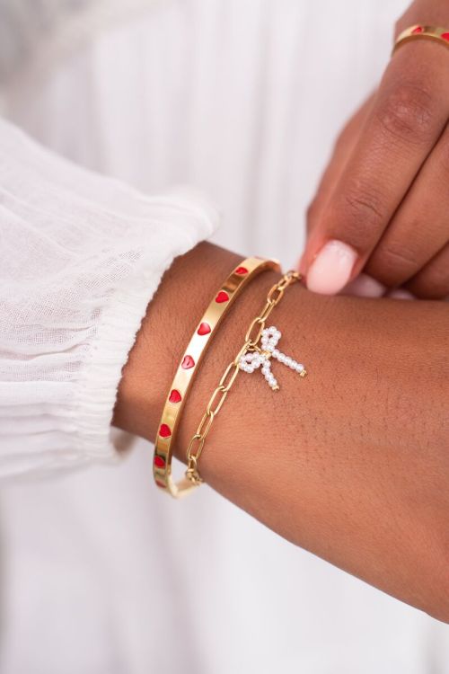 Bangle met rode hartjes