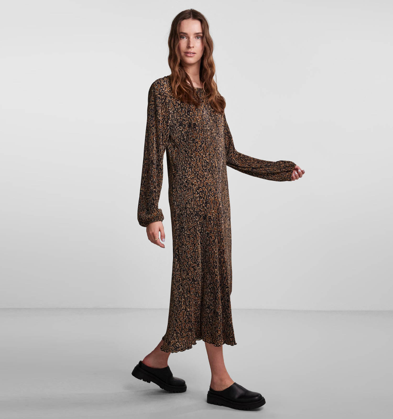 Midi jurk cognac