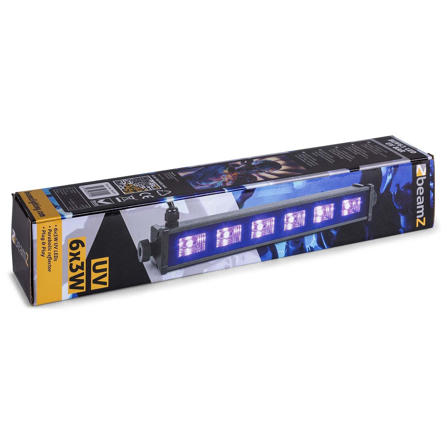 BeamZ BUV63 blacklight LED-bar 6x 3 Watt