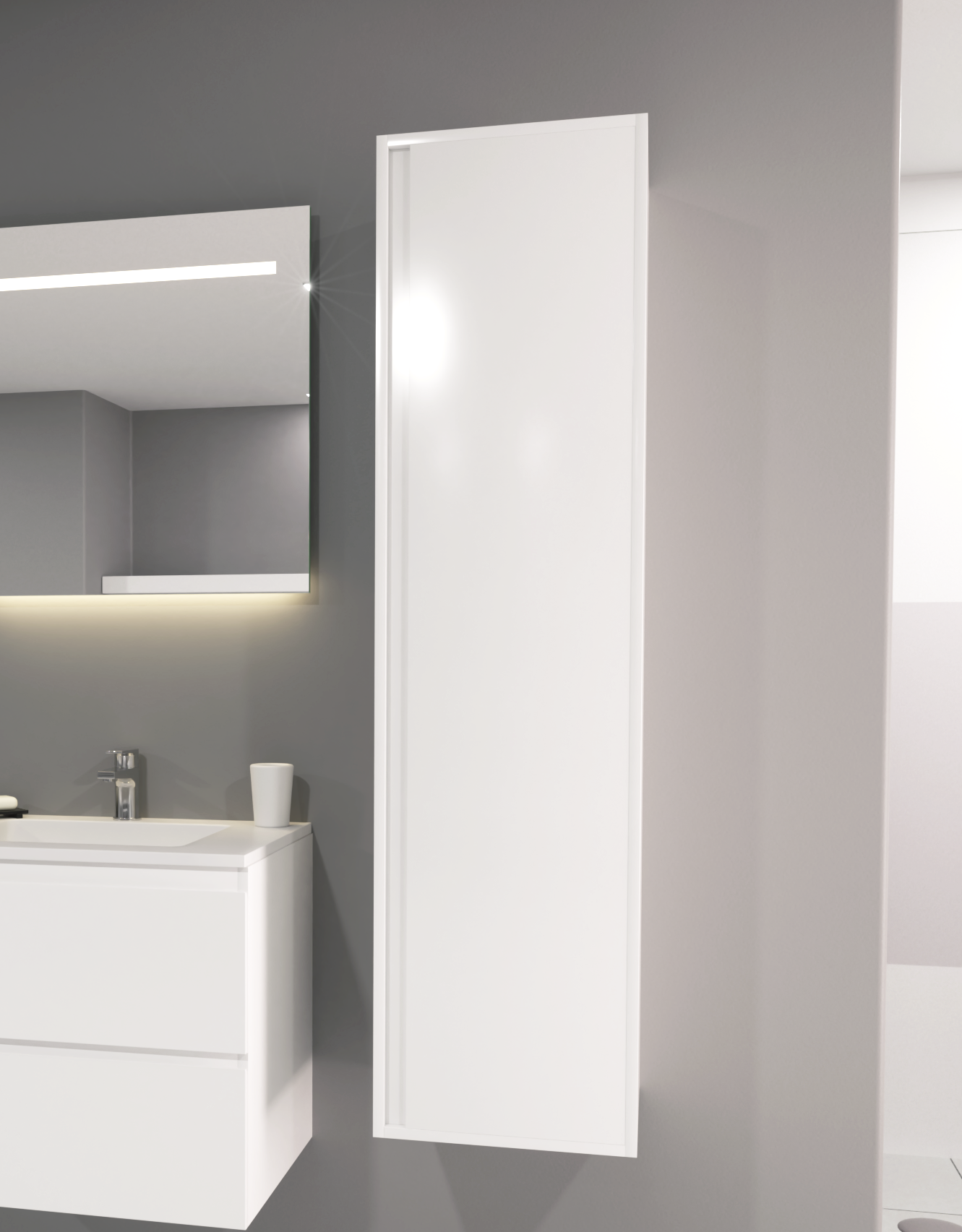 SCHADEMODEL: SaniGoods Sally Kolomkast 160cm Wit Glans