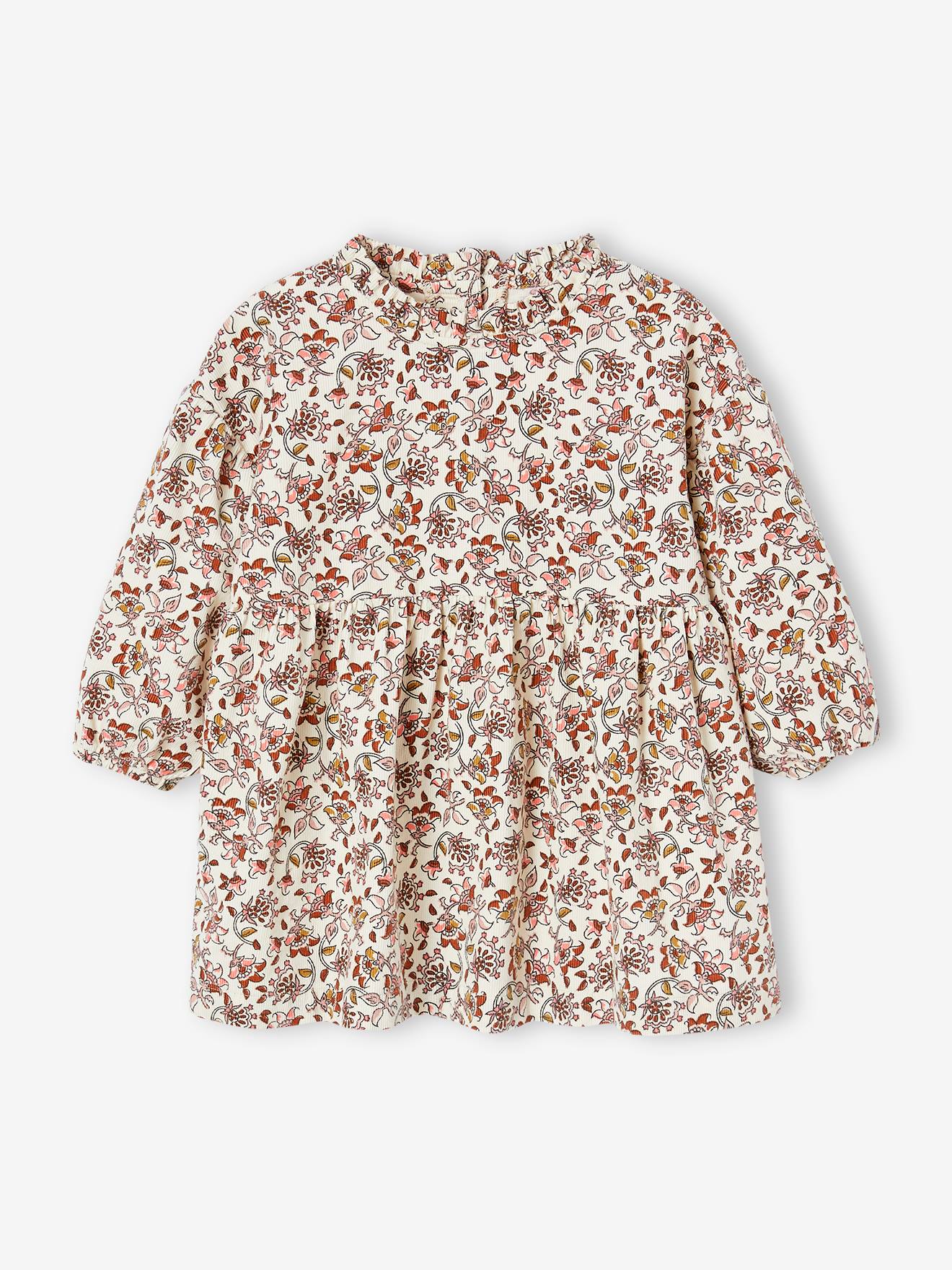 Conjunto de roupa de bebê de 3 peças: colete acolchoado, vestido e faixa de cabelo de veludo ferrugem