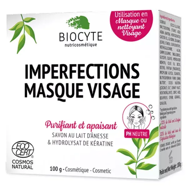 Sabonete Sólido Biocyte para Imperfeições e Máscara Facial Orgânica 100g