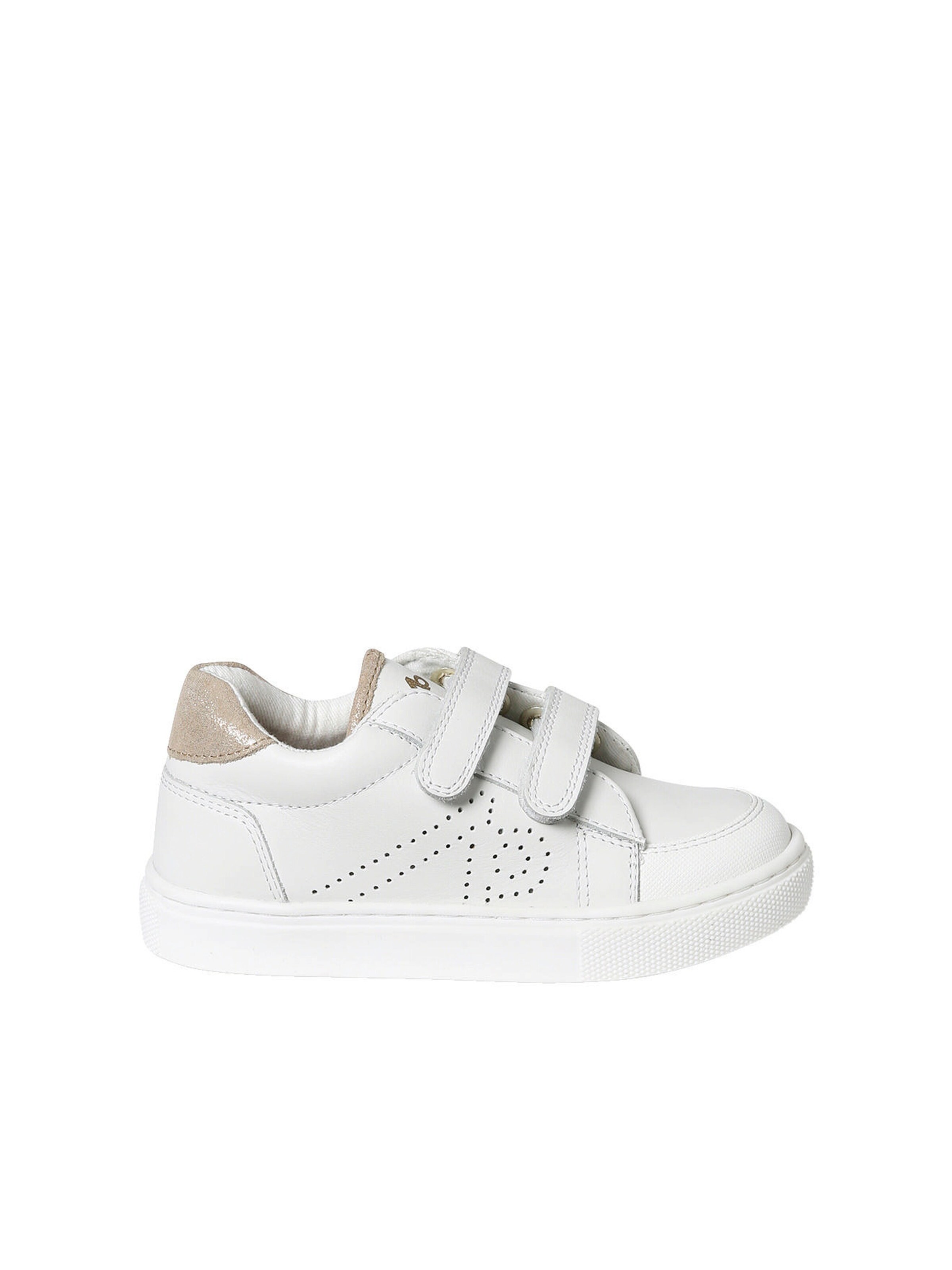 Vertbaudet Kinder Leder-Sneakers mit Glitzer weiß