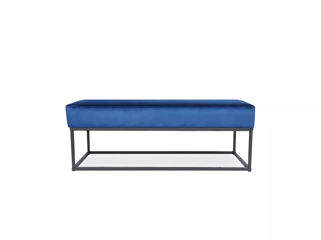 Banquette Clarisse velours bleu pieds noirs