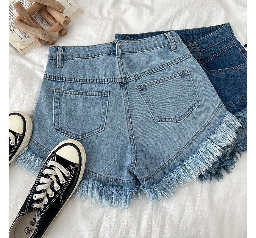 Babique - Hoge taille rafel denim hotpants