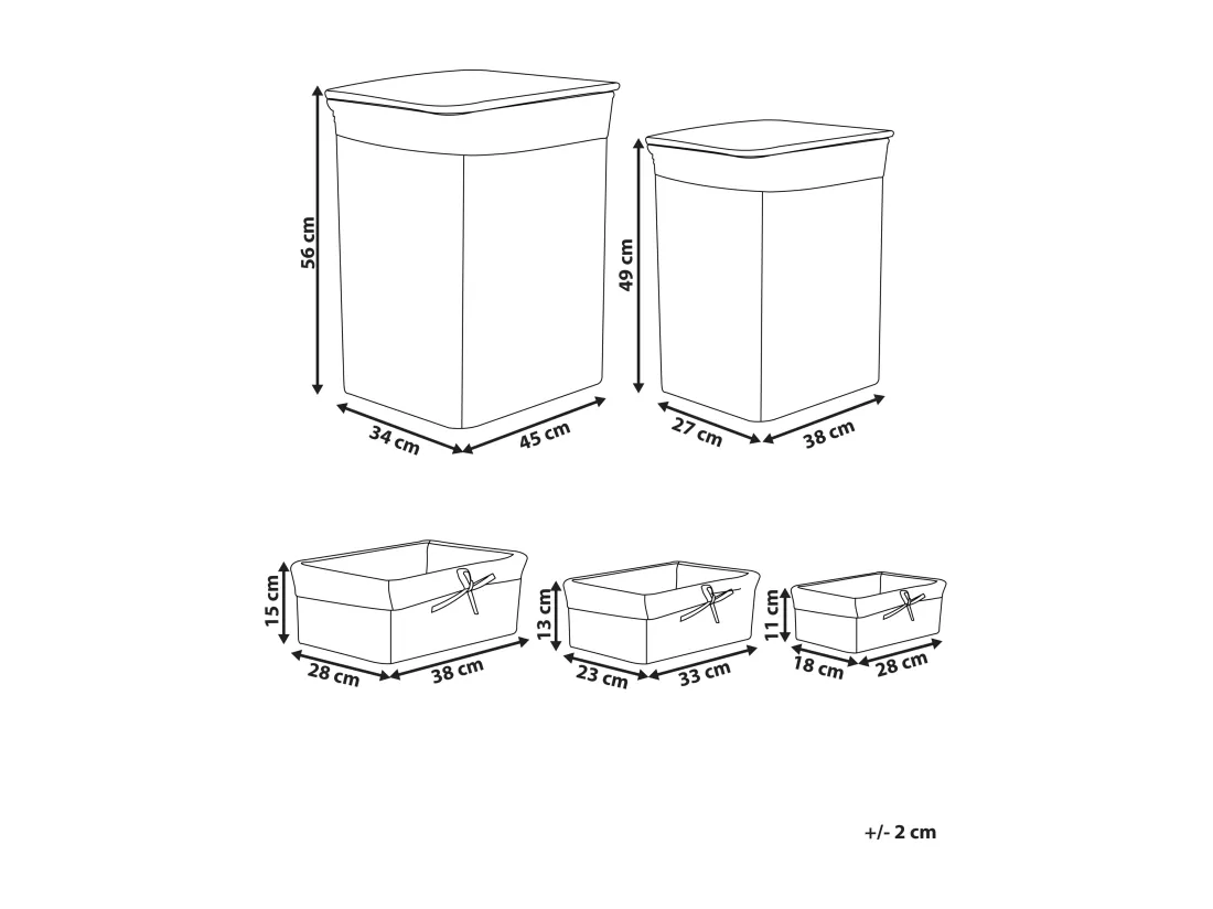 Lot de 5 paniers en saule blanc ELLA