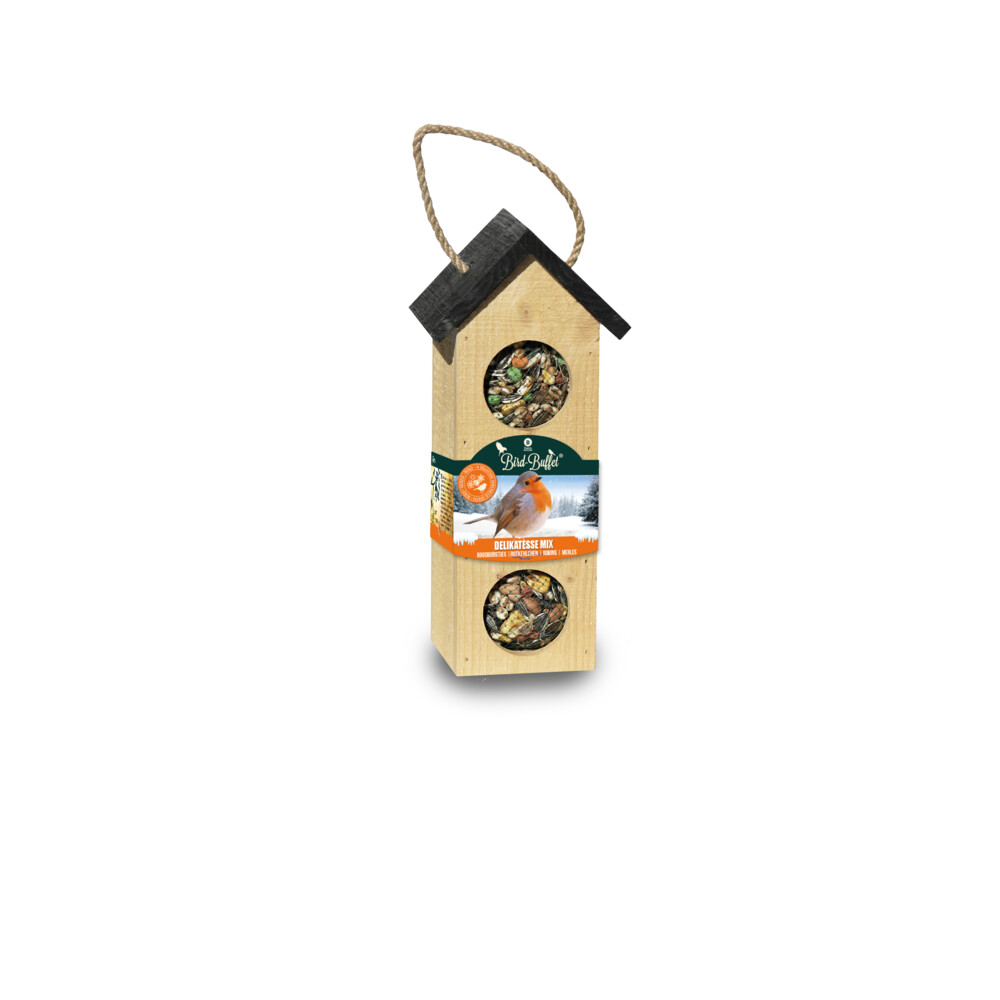 Baza Vogel- Buffet Chalet 3 Feeder FSC Hout Roodborstjes