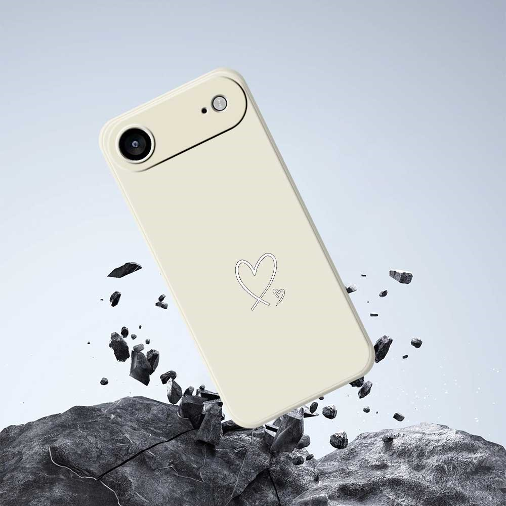 iPhone Air Gummi Case Hülle mit Kameraschutz - Schwarz (Herz)