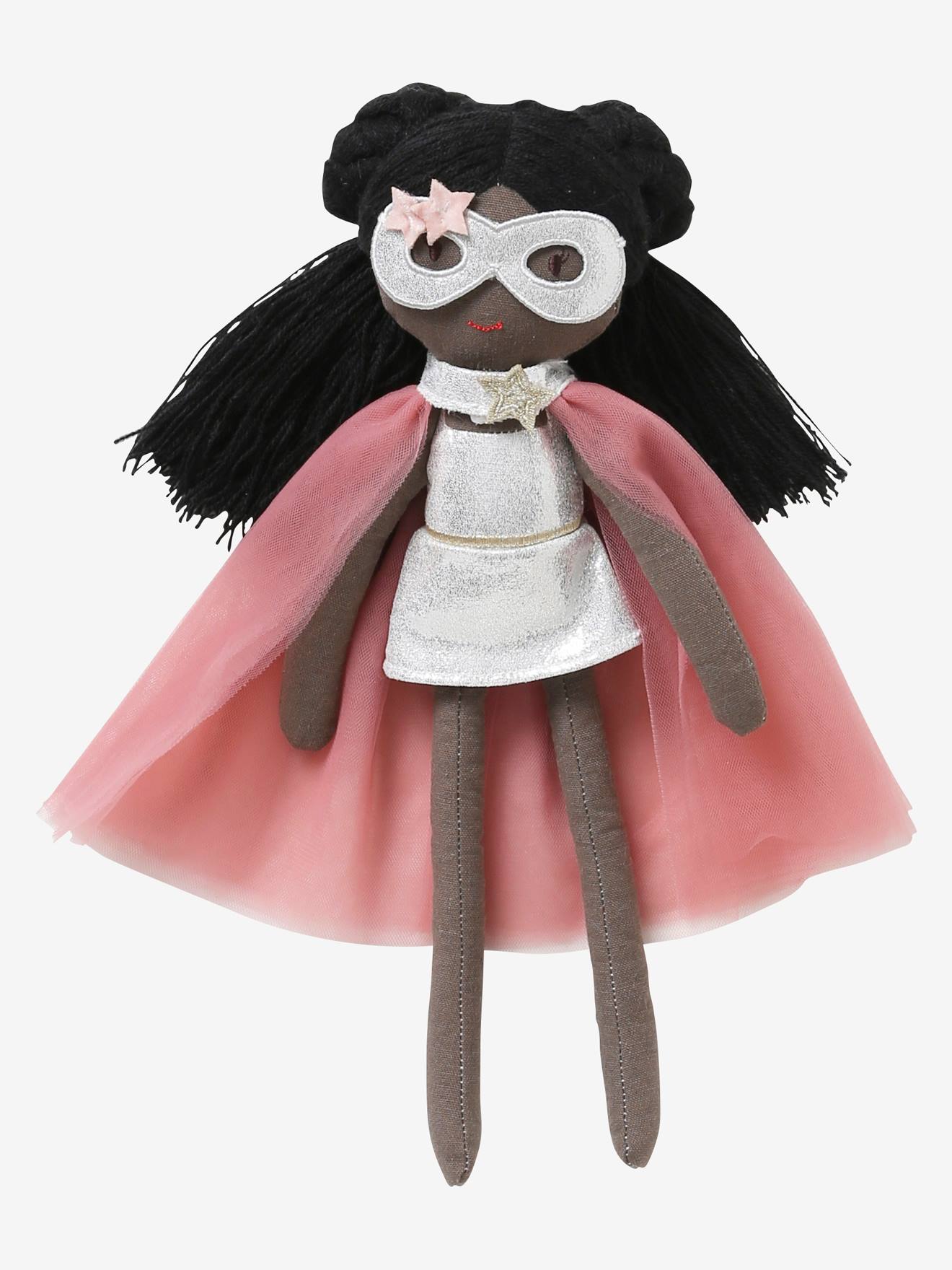 Boneca de linho de super-heroína multicolorida