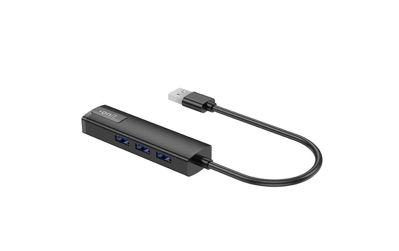 USB-A-Hub 3A1RJ45Leichter und kompakter Hub mit 3 USB-A-Ports und 1 RJ45-Port